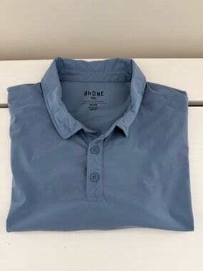 Rhone Regatta Piqué Performance Polo XL Blue Stretch Golf Shirt